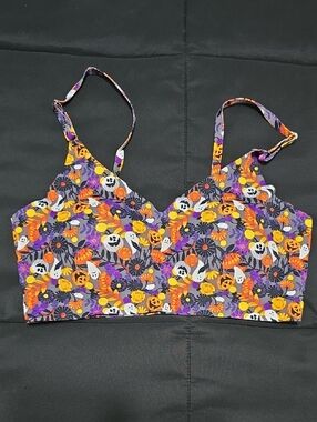 Halloween Pumpkin & Ghost Bralette - Purple, Orange, Yellow